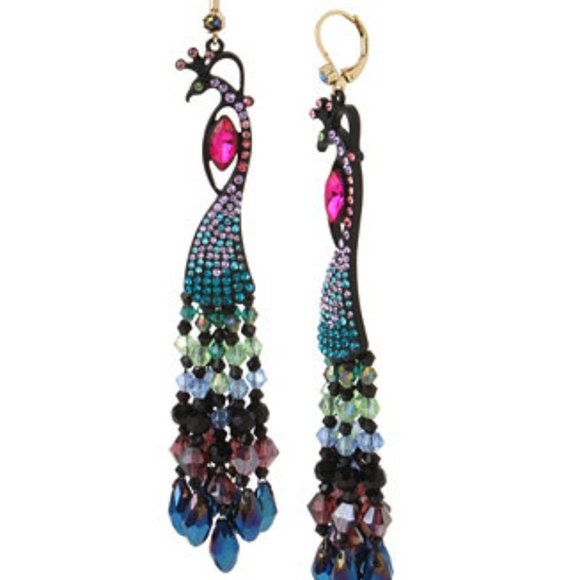 Betsey Johnson Jewelry - Betsey Johnson Peacock Chandelier Earrings